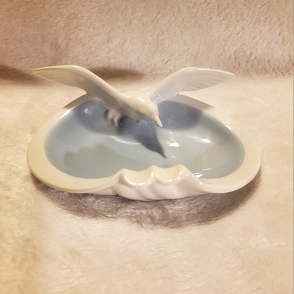 Vintage Gerold Porzellan Bavaria Porcelain Seagull Over Ocean Trink Tray/Ashtray - Picture 1 of 6